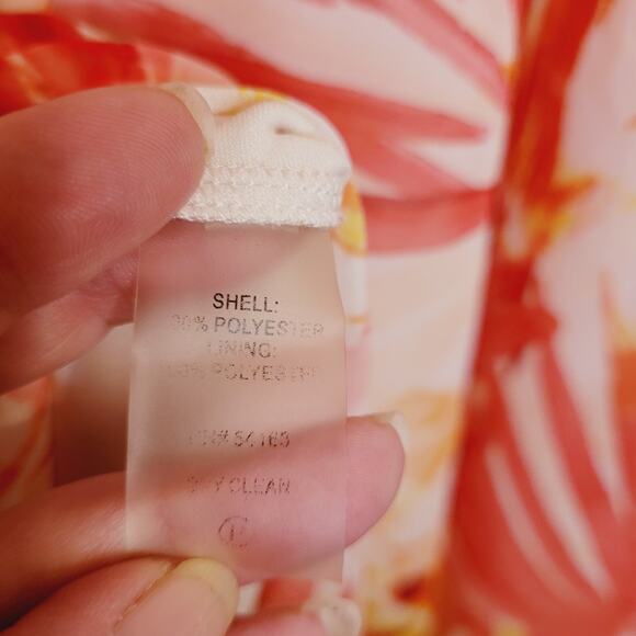 Calvin Klein Orange Tropical Print Sleeveless Flowy Summer Dress Size 4P - Picture 8 of 10